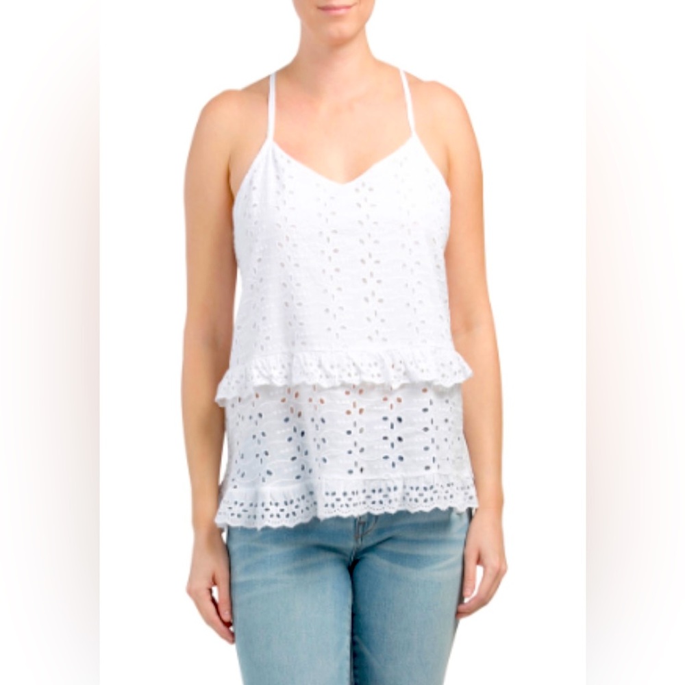 made in italy eyelet halter top, size L
